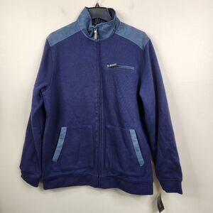 NEW Tasso Elba Mens Full Zip Knit Faux Suede Elbow Patch Jacket Medium